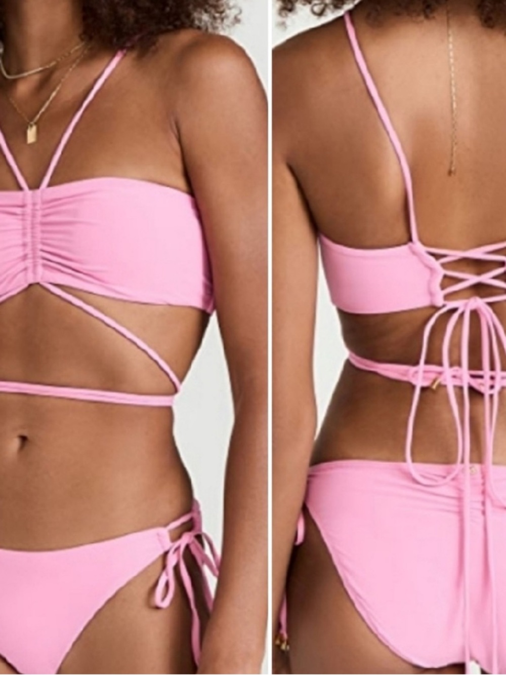 PQ Swim Pink Lace-Up Wrap Triangle Bikini